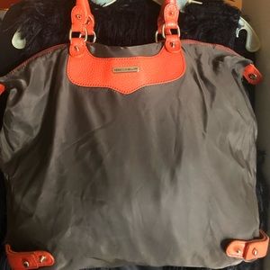 Shoulder bag studded/gold accents leather handles